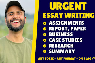 do assignment, case study, research and summary, report writing, paper writing