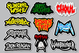 hand draw a classic 80s thrash logo