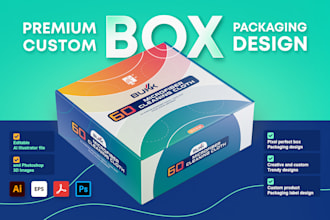 do product box design, packaging box design, mailer box design and 3d mockup