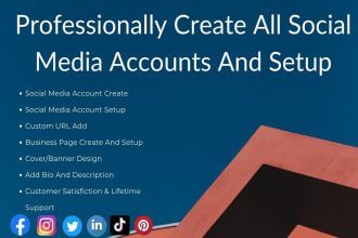 professionally create social media accounts and setup
