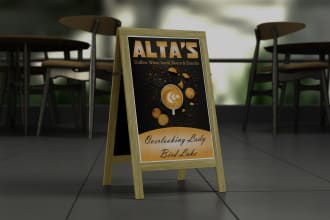design sandwich board, outdoor banner, shop sign or signboard