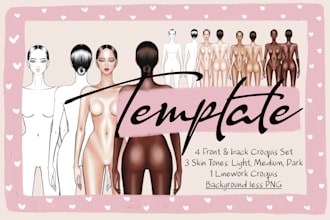 give you a premade fashion croquis template set