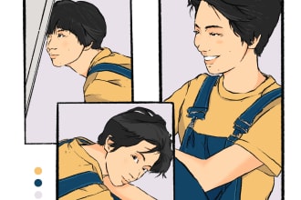 make awesome potrait manga style japanese comic