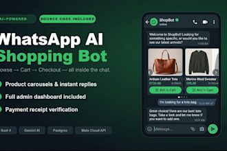 build a whatsapp ecommerce bot with ai chatbot and admin panel