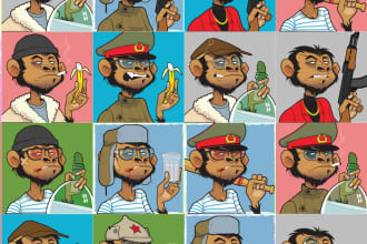 create an nft arts collection of 2d cartoon characters or items