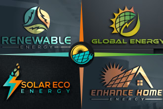 design modern electrical solar panel, energy and power logo