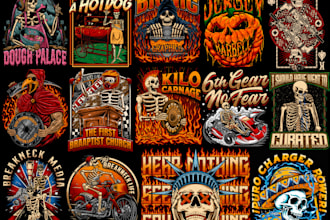 draw skull skeleton artwork for logo and merchandise