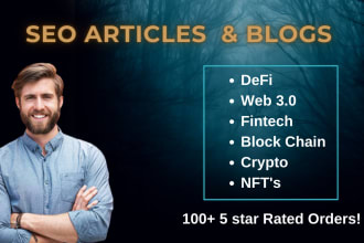 write SEO articles and blogs on nfts, blockchain, defi, web3