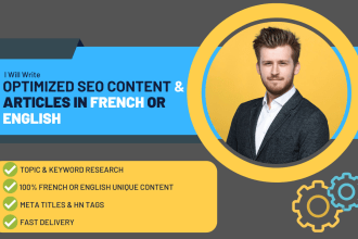 write optimized SEO content and articles in french or english