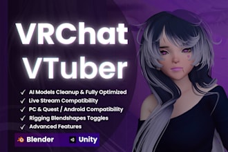 fix, retopo and rig ai 3d model for vrchat, vrm and gaming