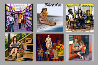 do digital art or sketches for covers, books, package, games, app and web site