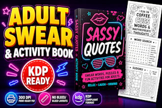 design KDP adult activity book, puzzles and swear word coloring pages