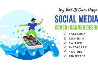 design linkedin, facebook cover, pinterest, twitter, youtube banner, or header