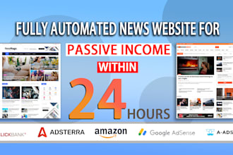 create wordpress automated news website for passive income, within 24 hours