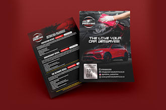 make car price list, auto wash flyer, detailing menu design