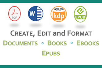 design layout, edit, format books, epubs and documents