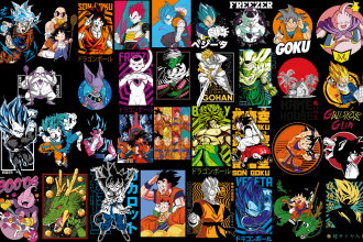provide 161 dragon ball t shirts designs bundle for dtf dtg