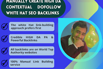 manually create high da contextual dofollow white hat SEO backlinks