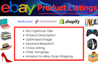 seo ebay listings, product listing, cross listing, poshmark etsy mercari depop
