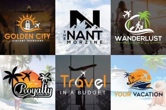 design travel hotel beach mountain adventure and outdoor logo
