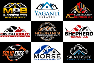 design minimal construction roofing and real estate logo