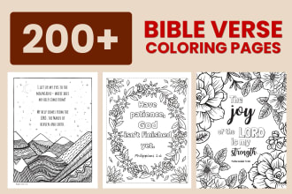 design 200 bible verse coloring pages for adults, KDP and etsy
