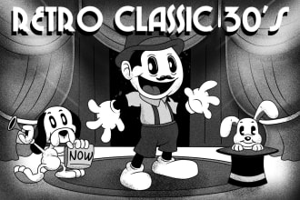 draw vintage cartoon design and retro illustration 30s