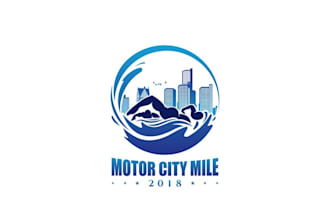 do modern unique original motor city mile swim logo within 24 hours