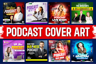 design unique, professional podcast cover art, podcast art work