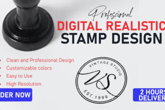 design a professional realistic digital rubber stamp logo in 1 hr