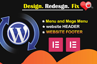 design or redesign mega menu header for wordpress website