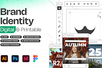 design a professional logo, brand identity, and print on demand assets