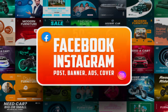 design facebook and instagram post, cover, ads, banner