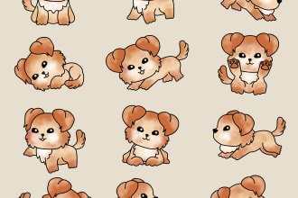 create cute stickers, emoticons or mascot bundle pack