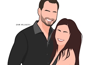 draw faceless portrait from couple photo in 24 hours