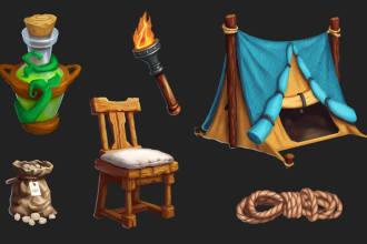 create items for 2d game art, props, objects, concepts, icons