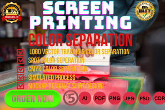 vectorize image, cmyk, spot color separation for screen printing halftone film