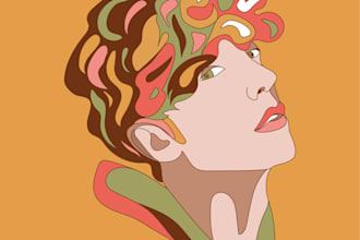 draw a minimalist and colorful portrait