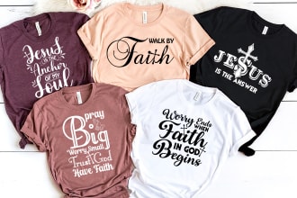 do custom christian typography t shirt and mug for pod, MBA and etsy