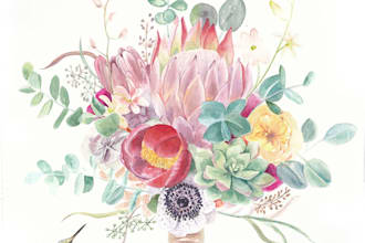paint a wedding bouquet in watercolors