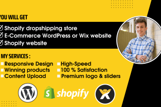 build shopify website, dropshipping shopify store, and ecommerce website