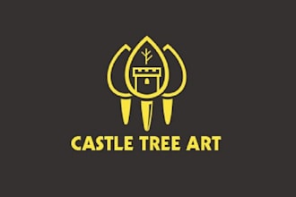 do premium super beauty castle tree art logo with package
