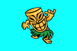 create an happy tiki bar mascot  logo for you in one day