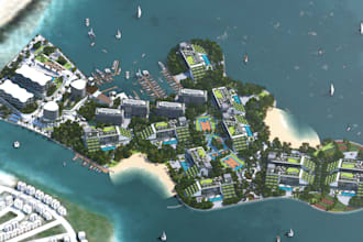 create a resort design, theme park, boutique air bnb