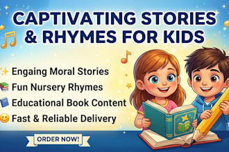 write engaging children stories, nursery rhymes, and kids book content