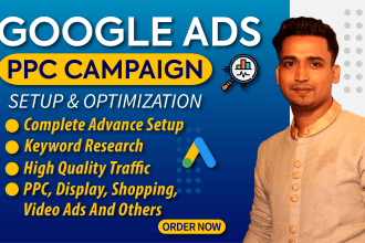 setup and manages professional google ads adwords PPC campaigns for your website
