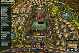 draw an urban design and theme park concept illustration