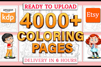 deliver 4000 plus coloring for amazon KDP and etsy within 6h