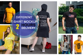 do realistic t shirt mockups or logo mockup