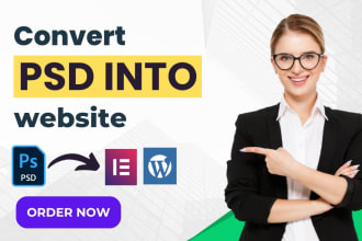 convert PSD to wordpress, figma to wordpress, xd to elementor website